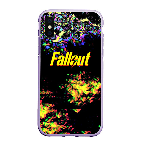 Чехол iPhone XS Max матовый Fallout краски / 3D-Светло-сиреневый – фото 1