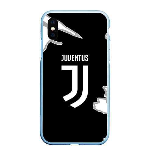 Чехол iPhone XS Max матовый Juventus fc краски / 3D-Голубой – фото 1