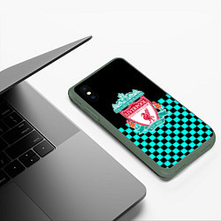 Чехол iPhone XS Max матовый Liverpool fc sport клетка, цвет: 3D-темно-зеленый — фото 2