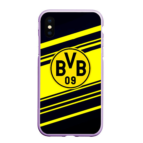 Чехол iPhone XS Max матовый Borussia sport geometry / 3D-Сиреневый – фото 1