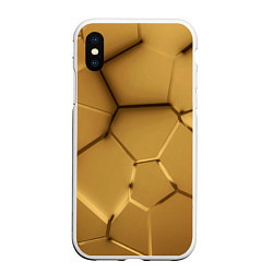 Чехол iPhone XS Max матовый Золотые неоновые плиты в разломе, цвет: 3D-белый