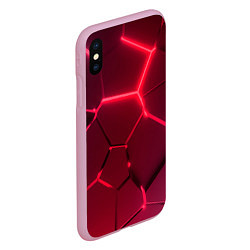 Чехол iPhone XS Max матовый Маджента неоновые плиты в разломе, цвет: 3D-розовый — фото 2