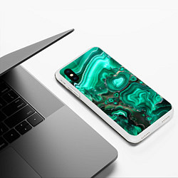 Чехол iPhone XS Max матовый Малахит - зеленая текстура минерала, цвет: 3D-белый — фото 2