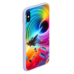 Чехол iPhone XS Max матовый Полёт к чёрной дыре - нейросеть, цвет: 3D-светло-сиреневый — фото 2