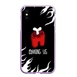 Чехол iPhone XS Max матовый Among us fire game, цвет: 3D-сиреневый