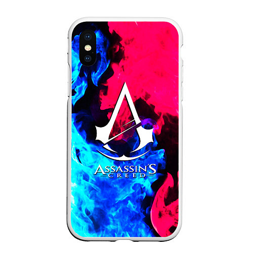 Чехол iPhone XS Max матовый Assassins Creed fight fire / 3D-Белый – фото 1