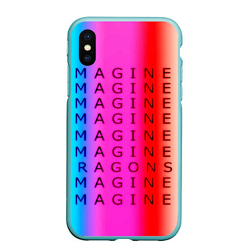 Чехол iPhone XS Max матовый Imagine Dragons neon rock / 3D-Мятный – фото 1