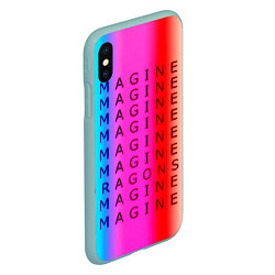 Чехол iPhone XS Max матовый Imagine Dragons neon rock, цвет: 3D-мятный — фото 2