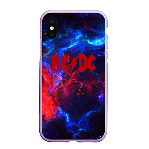 Чехол iPhone XS Max матовый AC DC space / 3D-Сиреневый – фото 1