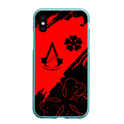 Чехол iPhone XS Max матовый Assassins Creed logo clewer / 3D-Мятный – фото 1