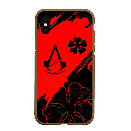 Чехол iPhone XS Max матовый Assassins Creed logo clewer / 3D-Коричневый – фото 1