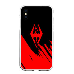 Чехол iPhone XS Max матовый The elder scrolls красные штрихи