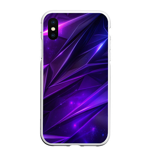 Чехол iPhone XS Max матовый Фиолетовая объемная неровная текстура / 3D-Белый – фото 1