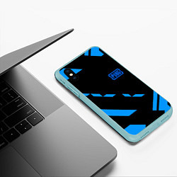 Чехол iPhone XS Max матовый PUBG blue geometry, цвет: 3D-мятный — фото 2