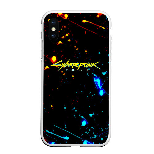 Чехол iPhone XS Max матовый Огненная лава и вода киберпанк / 3D-Белый – фото 1