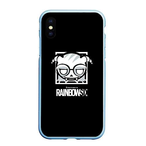 Чехол iPhone XS Max матовый Rainbow six logo games action / 3D-Голубой – фото 1
