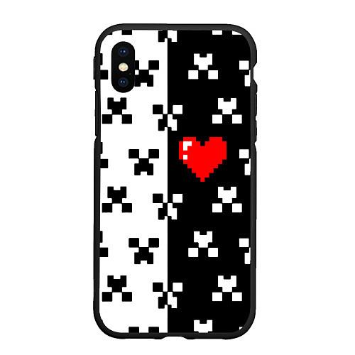 Чехол iPhone XS Max матовый Minecraft pattern love / 3D-Черный – фото 1