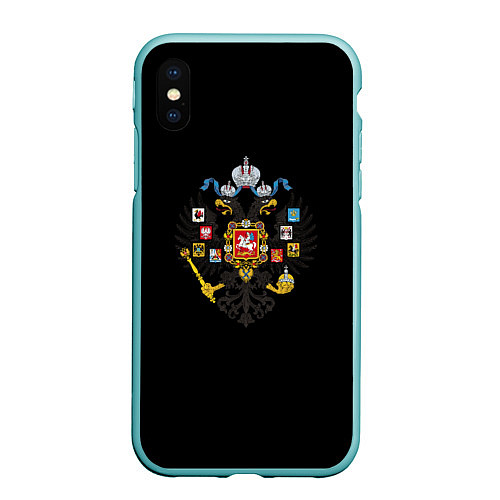 Чехол iPhone XS Max матовый Имперский герб России / 3D-Мятный – фото 1