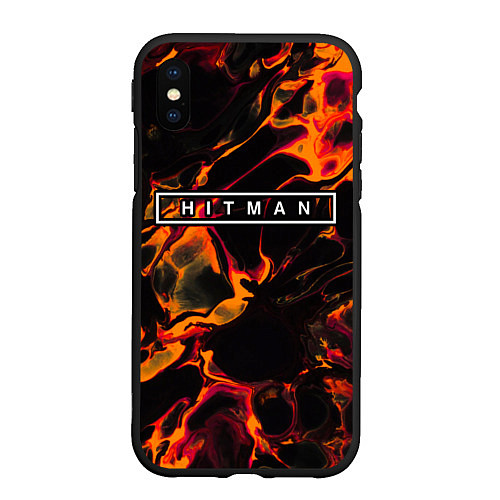 Чехол iPhone XS Max матовый Hitman red lava / 3D-Черный – фото 1