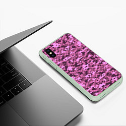 Чехол iPhone XS Max матовый Розовый камуфляж текстура, цвет: 3D-салатовый — фото 2