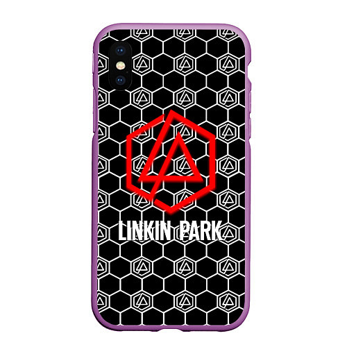 Чехол iPhone XS Max матовый Linkin park logo pattern / 3D-Фиолетовый – фото 1