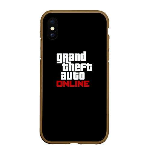 Чехол iPhone XS Max матовый GTA online logo / 3D-Коричневый – фото 1