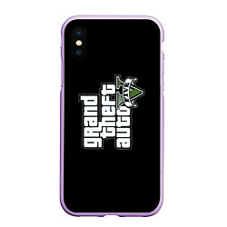 Чехол iPhone XS Max матовый GTA5 logo game rockstar, цвет: 3D-сиреневый