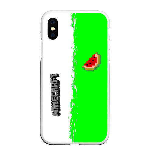 Чехол iPhone XS Max матовый Minecraft colors green game / 3D-Белый – фото 1