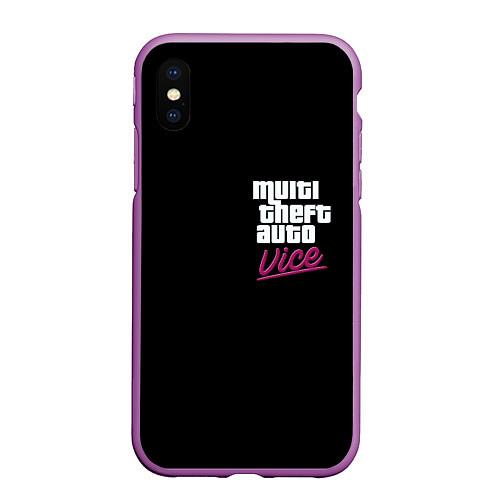 Чехол iPhone XS Max матовый GTA vice city game / 3D-Фиолетовый – фото 1