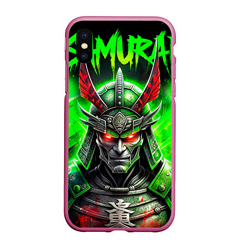 Чехол iPhone XS Max матовый Samurai green / 3D-Малиновый – фото 1