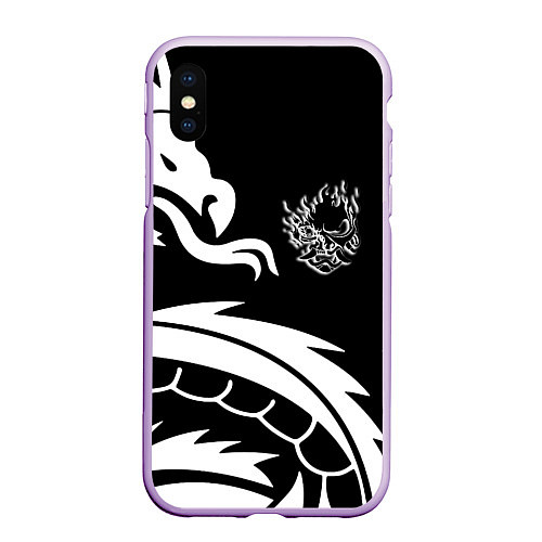 Чехол iPhone XS Max матовый Samurai dragon steel japan / 3D-Сиреневый – фото 1