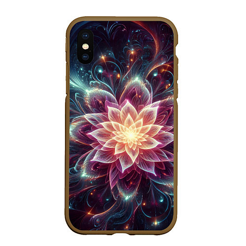 Чехол iPhone XS Max матовый Красочный цветок из фрактала / 3D-Коричневый – фото 1