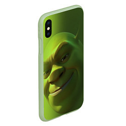 Чехол iPhone XS Max матовый Лицо Шрека крупно, цвет: 3D-салатовый — фото 2