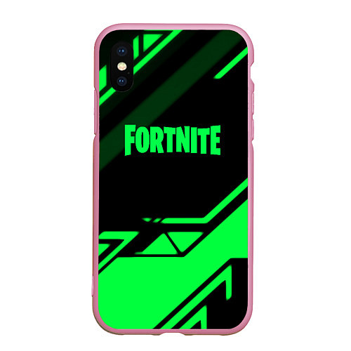 Чехол iPhone XS Max матовый Fortnite geometry green / 3D-Розовый – фото 1