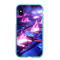 Чехол iPhone XS Max матовый Абстракция из блестящих камней и плит, цвет: 3D-мятный