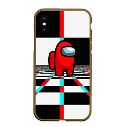 Чехол iPhone XS Max матовый Among us games optical chessboard