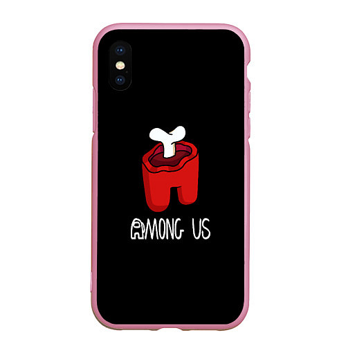 Чехол iPhone XS Max матовый Among us logo red / 3D-Розовый – фото 1