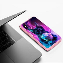 Чехол iPhone XS Max матовый Черный кот и мороженое - неоновый дым, цвет: 3D-баблгам — фото 2