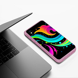 Чехол iPhone XS Max матовый Яркая неоновая абстракция - нейросеть, цвет: 3D-розовый — фото 2