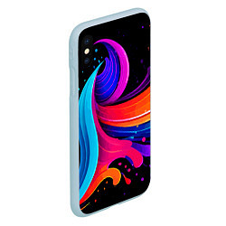 Чехол iPhone XS Max матовый Неоновая красочная абстракция - нейросеть, цвет: 3D-голубой — фото 2