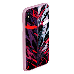 Чехол iPhone XS Max матовый Хаотичная чёрно-красная абстракция, цвет: 3D-розовый — фото 2