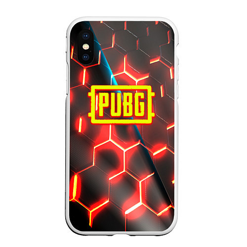 Чехол iPhone XS Max матовый PUBG соты броня / 3D-Белый – фото 1