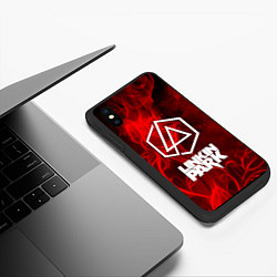 Чехол iPhone XS Max матовый Linkin park fire flower, цвет: 3D-черный — фото 2