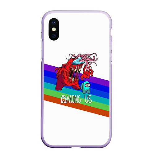 Чехол iPhone XS Max матовый Among us colors line монстр / 3D-Светло-сиреневый – фото 1