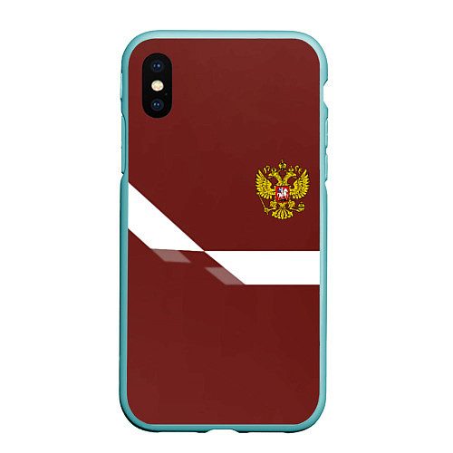 Чехол iPhone XS Max матовый Россия спорт геометрия / 3D-Мятный – фото 1