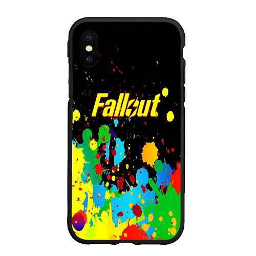 Чехол iPhone XS Max матовый Fallout цветные краски / 3D-Черный – фото 1