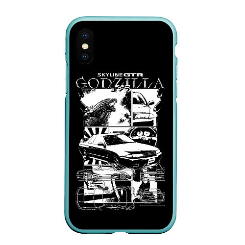 Чехол iPhone XS Max матовый Skyline GTR Godzilla / 3D-Мятный – фото 1