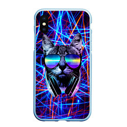 Чехол iPhone XS Max матовый Cat DJ neon