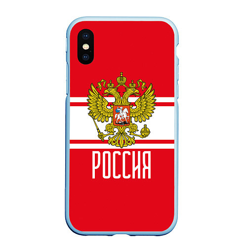 Чехол iPhone XS Max матовый Герб Российской Федерации / 3D-Голубой – фото 1