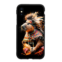 Чехол iPhone XS Max матовый Капибара этнический индеец